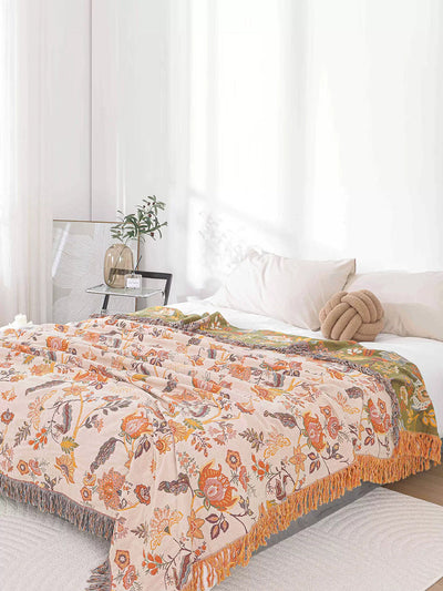 100%Cotton Flower Tassel Bedcover Sofa Blanket