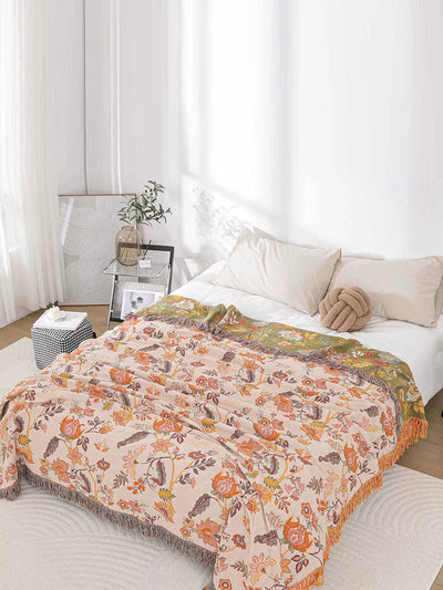 100%Cotton Flower Tassel Bedcover Sofa Blanket