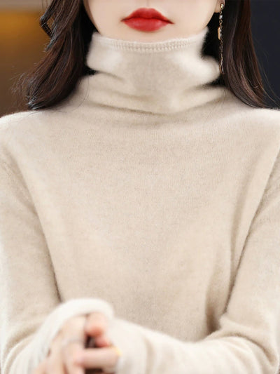 Women Autumn Casual Wool Turtleneck Warm Sweater