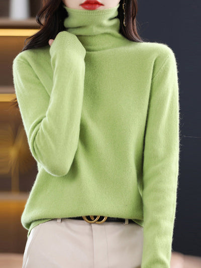 Women Autumn Casual Wool Turtleneck Warm Sweater