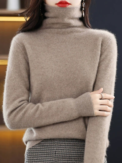 Women Autumn Casual Wool Turtleneck Warm Sweater