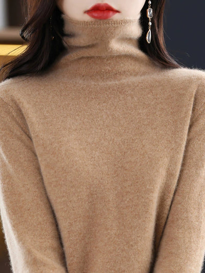 Women Autumn Casual Wool Turtleneck Warm Sweater
