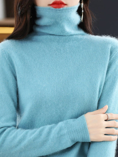 Women Autumn Casual Wool Turtleneck Warm Sweater