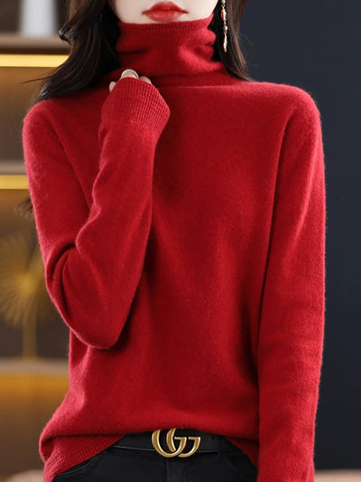 Women Autumn Casual Wool Turtleneck Warm Sweater
