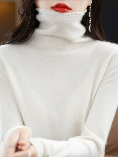 Women Autumn Casual Wool Turtleneck Warm Sweater