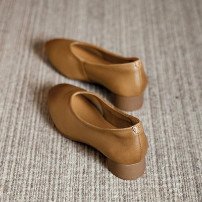 Women Autumn Genuine Leather Mid Heel Shoes