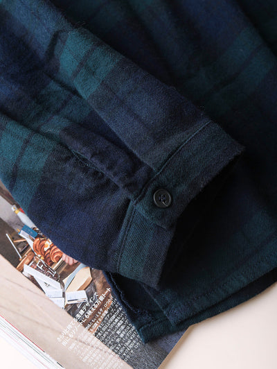 Women Autumn Plaid Turn-down Collar 100%Cotton Shirt