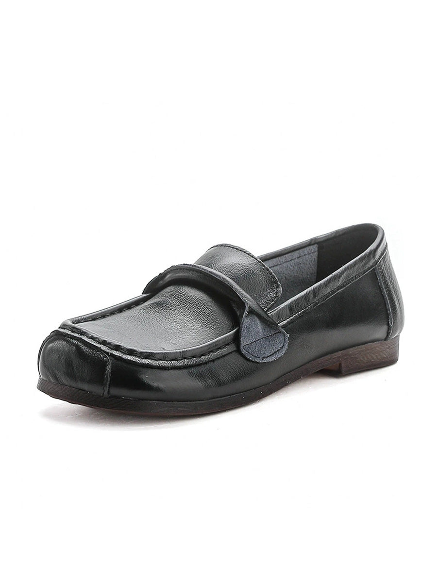 Women Spring Retro Genuine Leather Low Heel Shoes