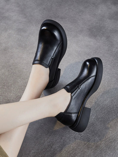 Women Summer Genuine Leather Mid Heel Shoes