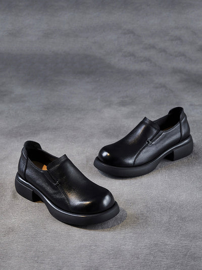 Women Summer Genuine Leather Mid Heel Shoes