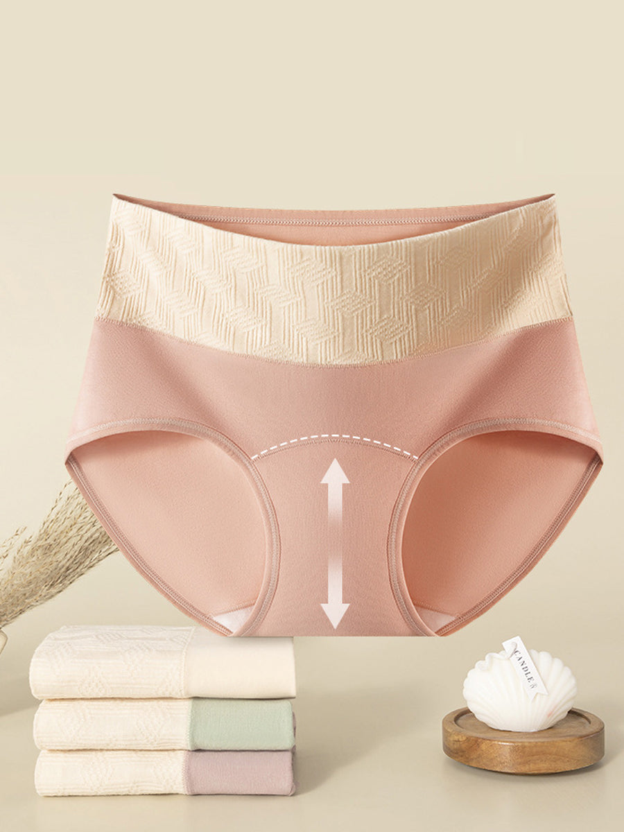 6 Pieces Women High Waist Colorblock Cotton Underwear