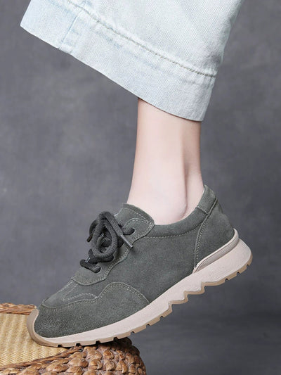 Women Autumn Genuine Leather Spliced Flat Shoes