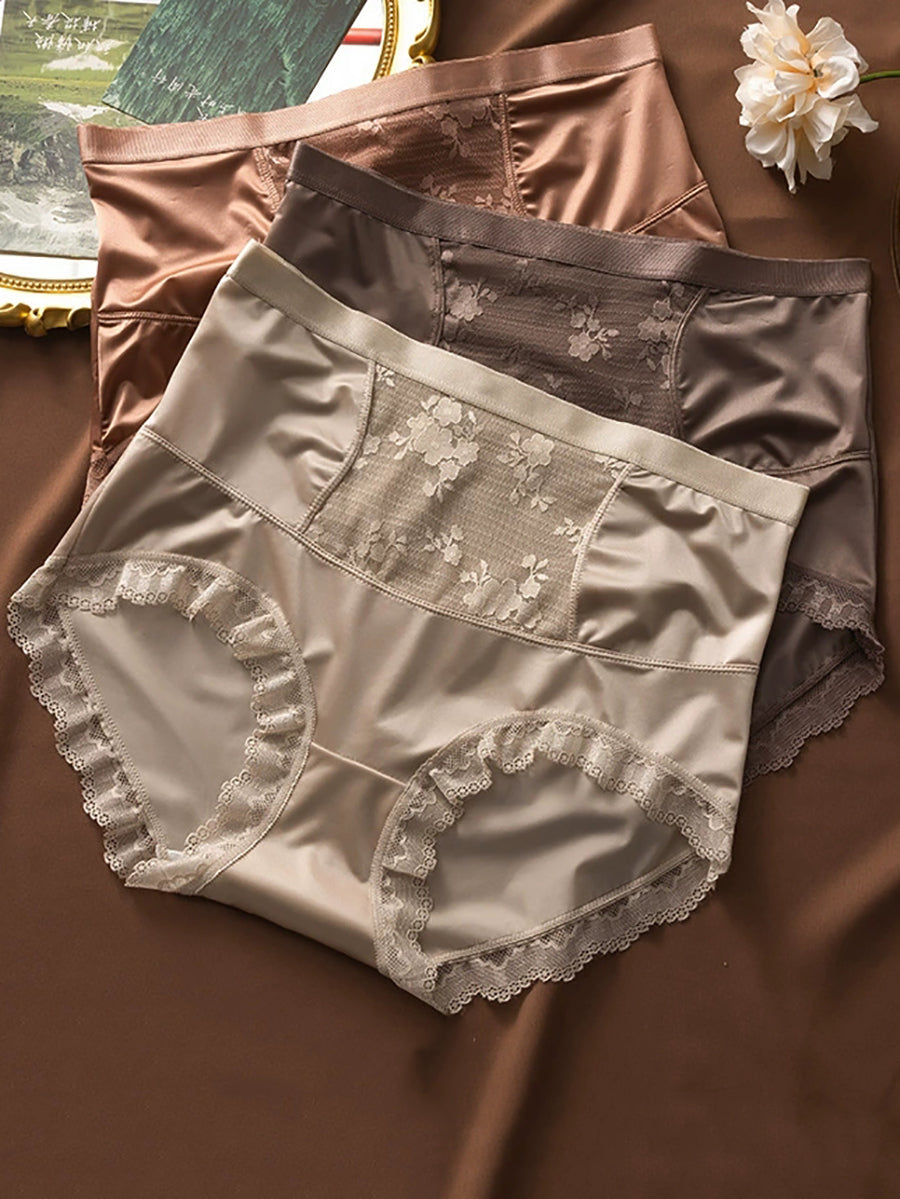 5 Pieces Women Artsy Lace High Waist Underwear