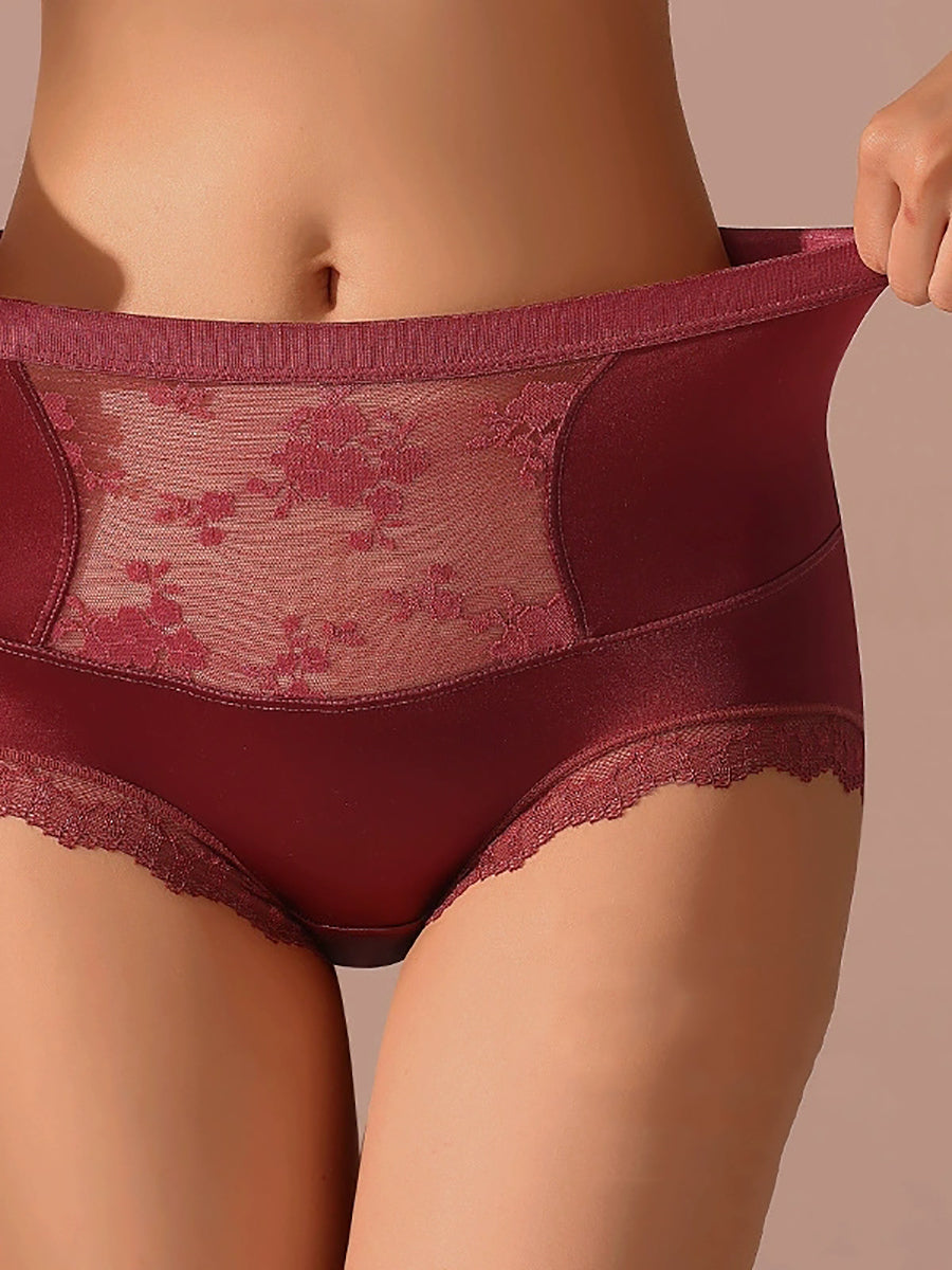 5 Pieces Women Artsy Lace High Waist Underwear