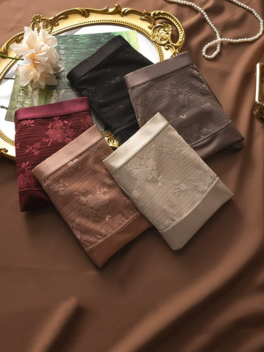 5 Pieces Women Artsy Lace High Waist Underwear
