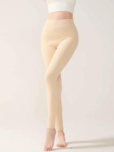 Women Autumn Warm Pure Color High Waist Leggings