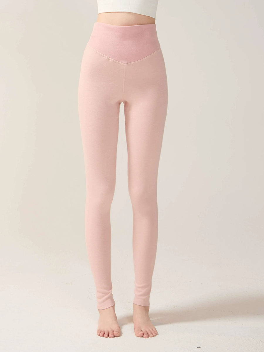 Women Autumn Warm Pure Color High Waist Leggings