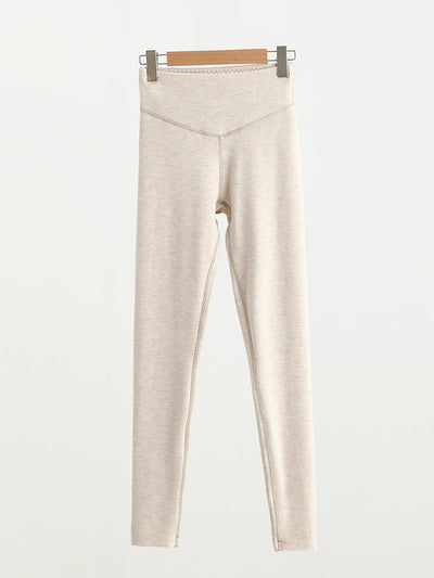 Women Autumn Warm Pure Color High Waist Leggings