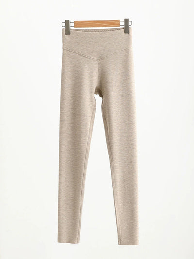 Women Autumn Warm Pure Color High Waist Leggings