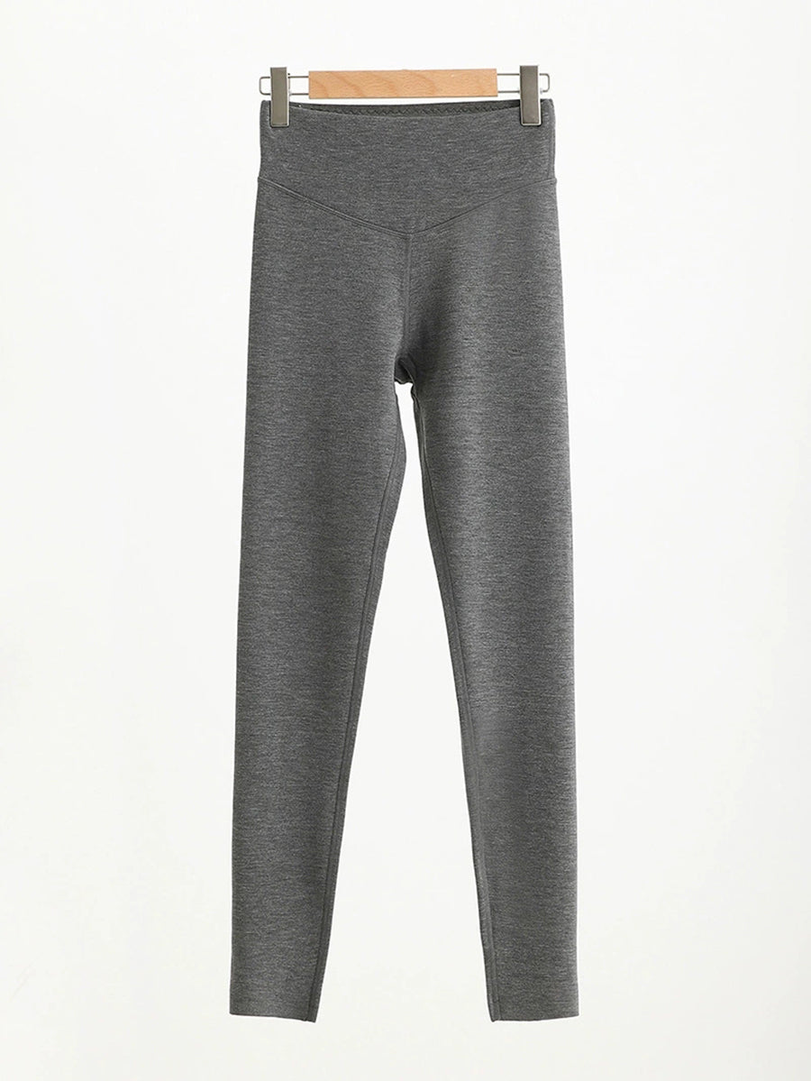 Women Autumn Warm Pure Color High Waist Leggings