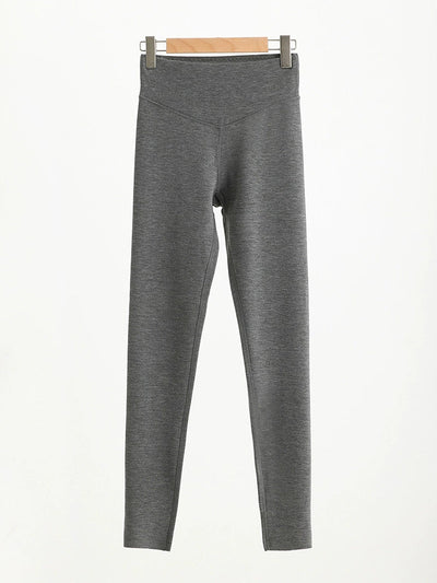 Women Autumn Warm Pure Color High Waist Leggings