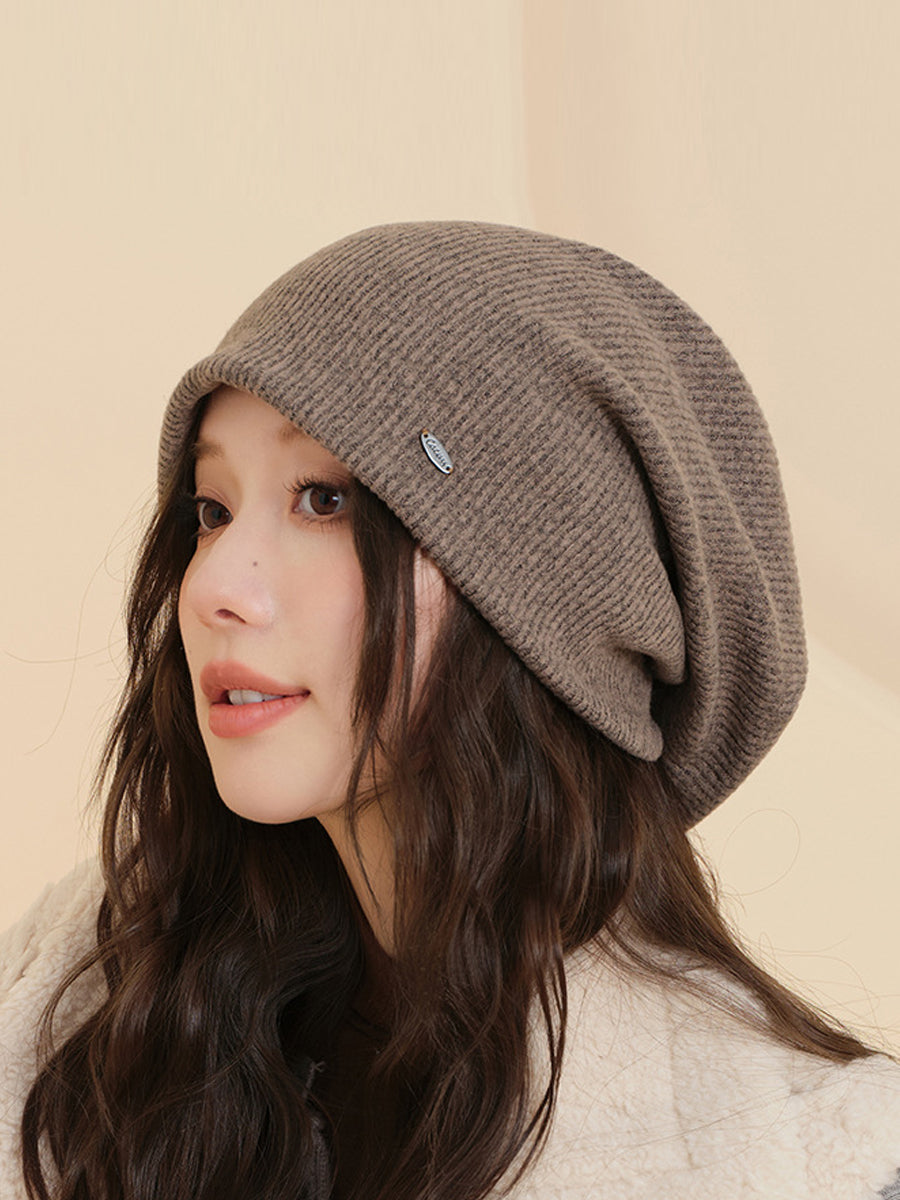 Women Autumn Warm Pure Color Knitted Hat