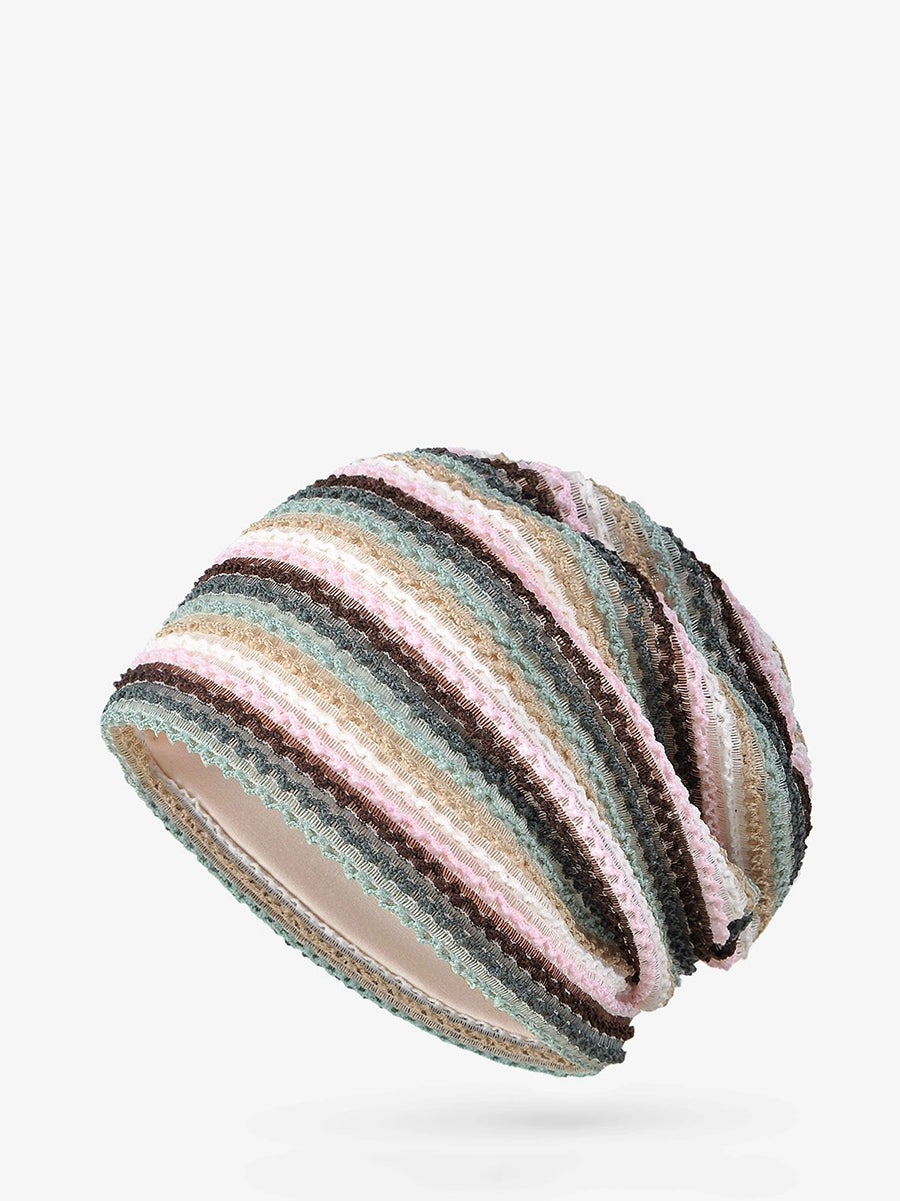 Women Artsy Colorblock Stripe Knitted Hat
