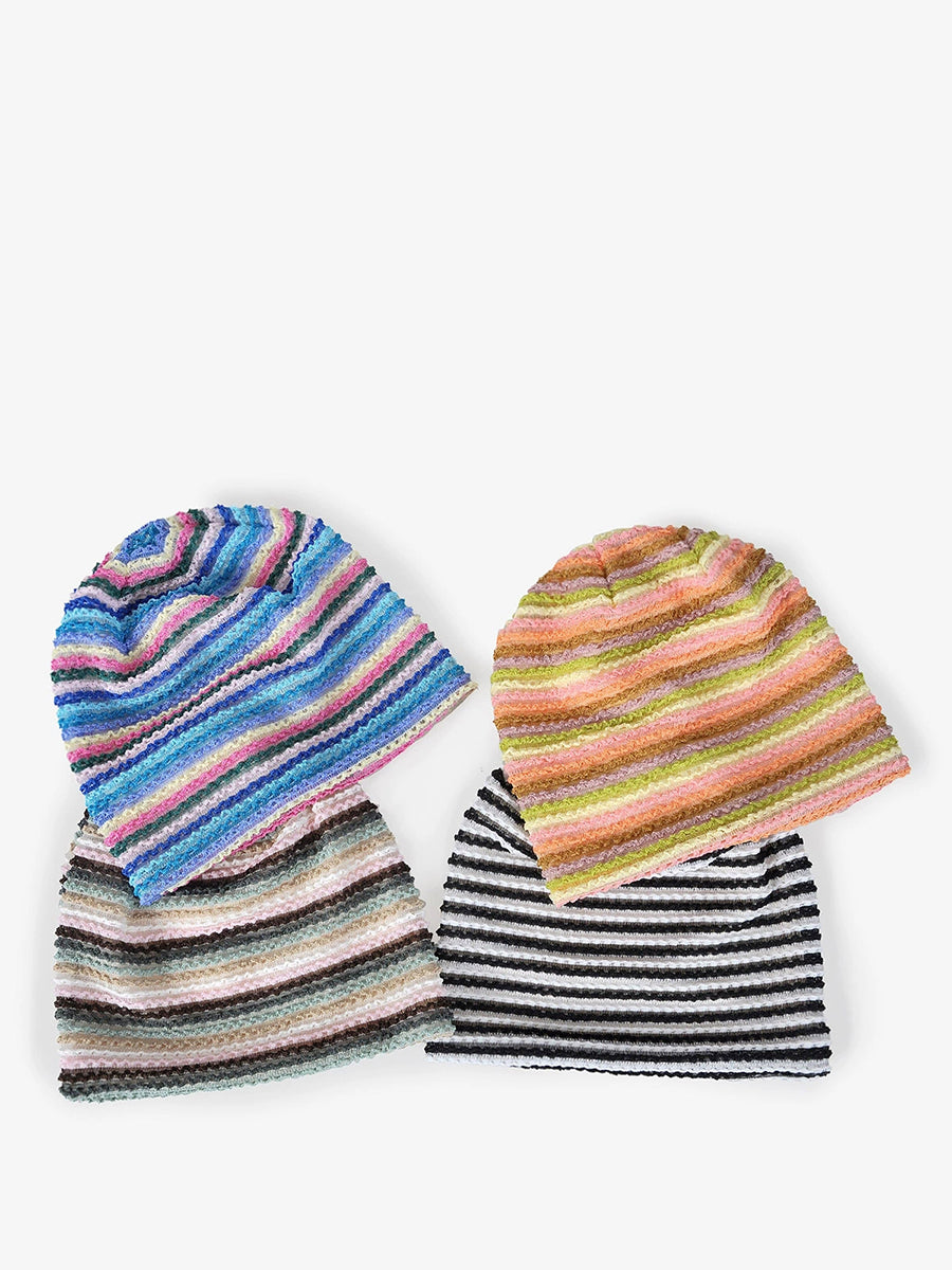 Women Artsy Colorblock Stripe Knitted Hat