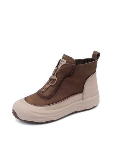 Women Autumn Retro Leather Zipper Ankle Boots