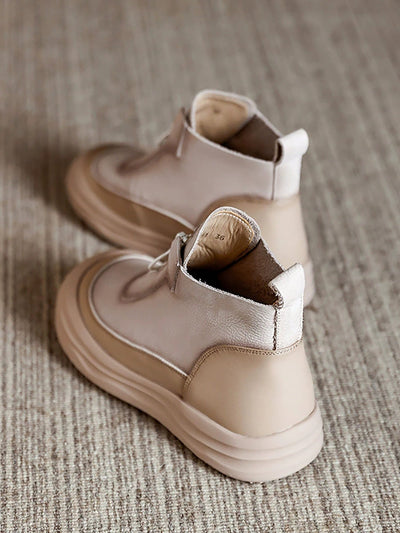 Women Autumn Retro Leather Zipper Ankle Boots