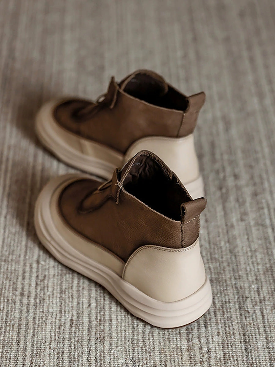 Women Autumn Retro Leather Zipper Ankle Boots