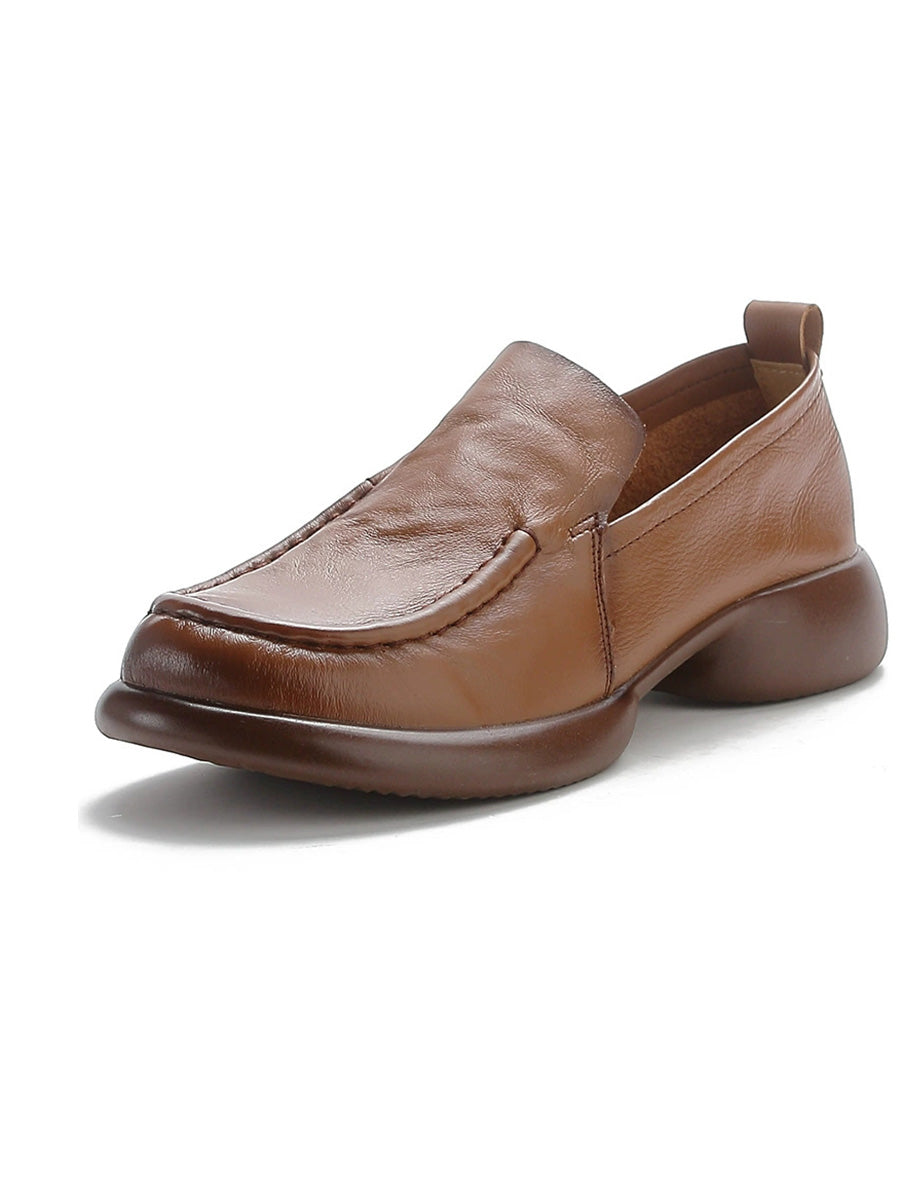 Women Autumn Elegant Genuine Leather Mid Heel Shoes