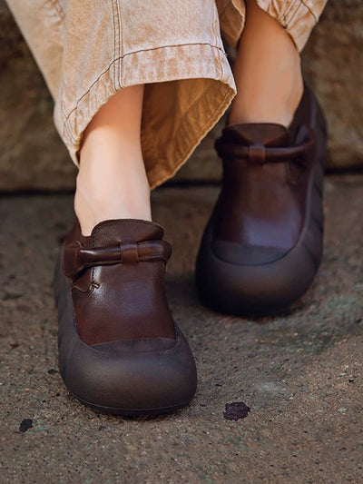 Women Autumn Genuine Leather Soft Flat Shoes