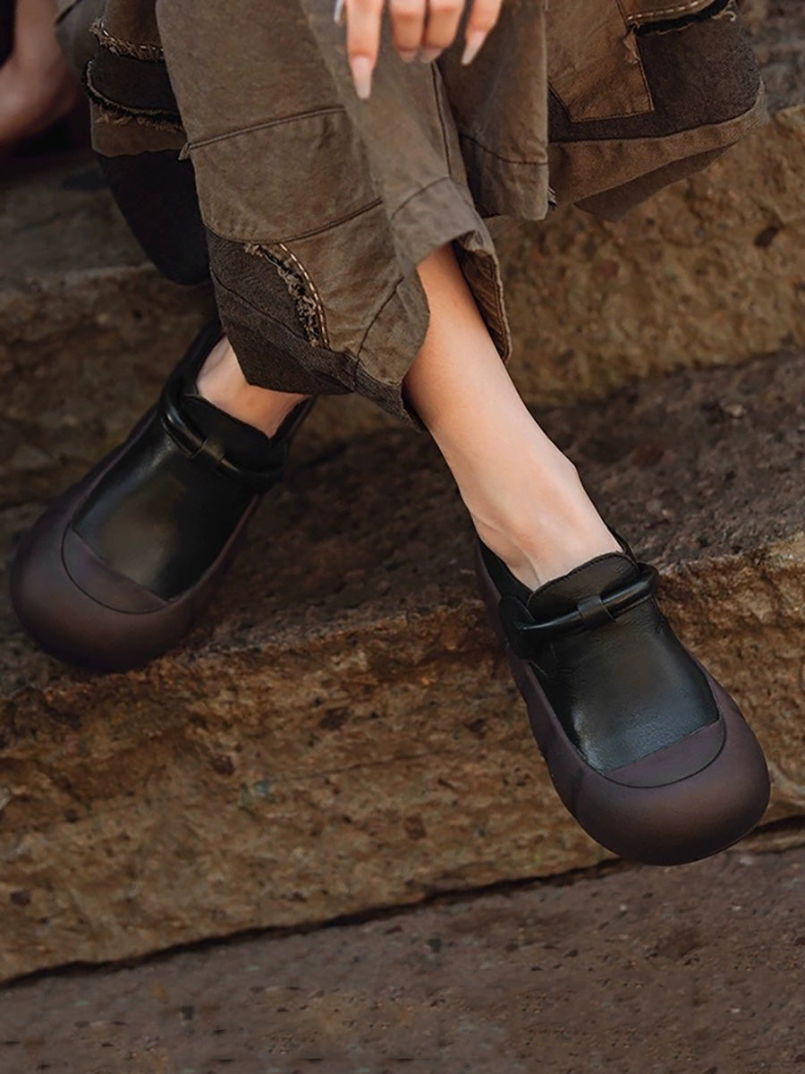 Women Autumn Genuine Leather Soft Flat Shoes