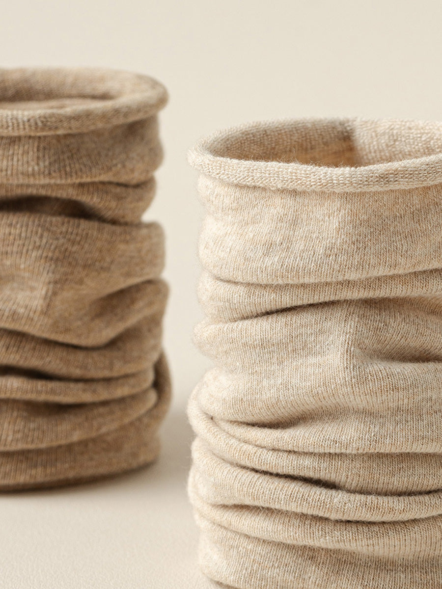 5 Pairs Women Autumn Pure Color Mid Heel Socks