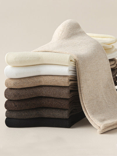 5 Pairs Women Autumn Pure Color Mid Heel Socks