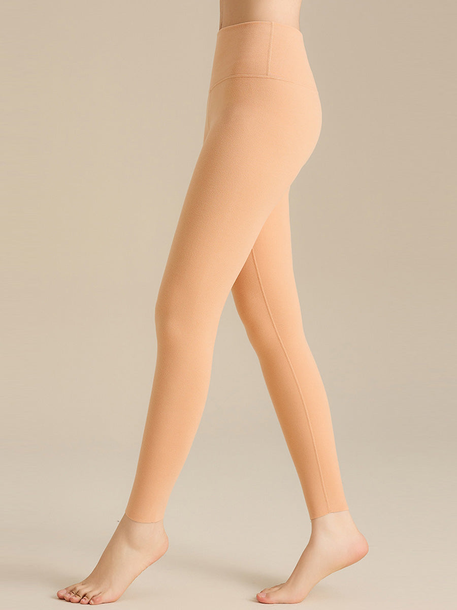 Women Autumn Warm Pure Color High Waist Leggings