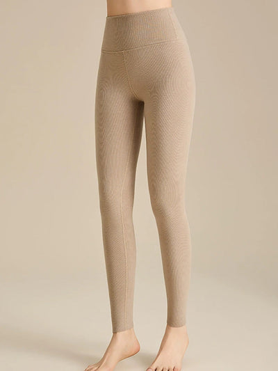 Women Autumn Warm Pure Color High Waist Leggings