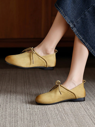Women Autumn Soft Genuine Leather Low Heel Shoes