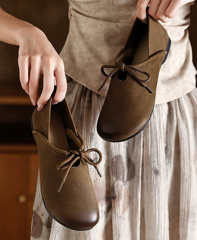 Women Autumn Soft Genuine Leather Low Heel Shoes