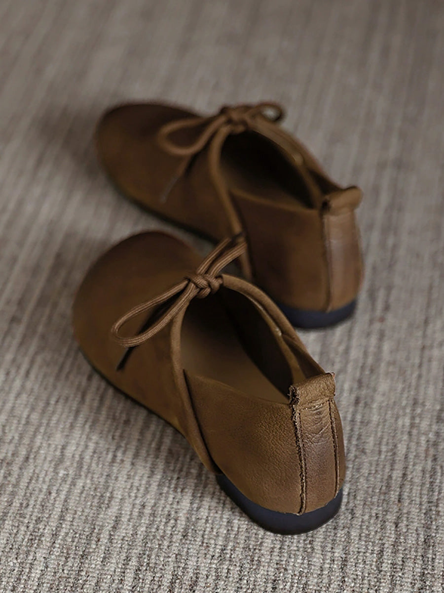Women Autumn Soft Genuine Leather Low Heel Shoes