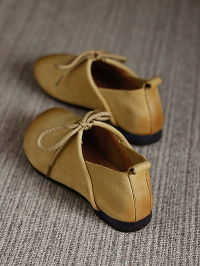 Women Autumn Soft Genuine Leather Low Heel Shoes
