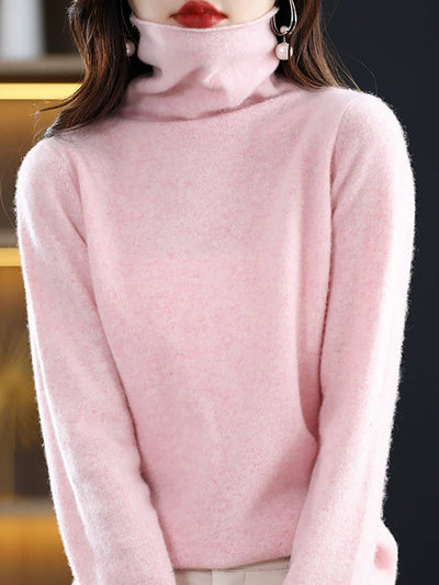 Women Autumn Casual Knitted Wool Turtleneck Sweater