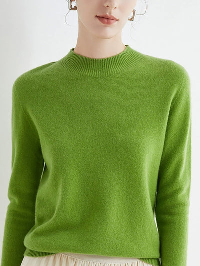 Women Autumn Casual Knitted Wool Half-Turtleneck Sweater