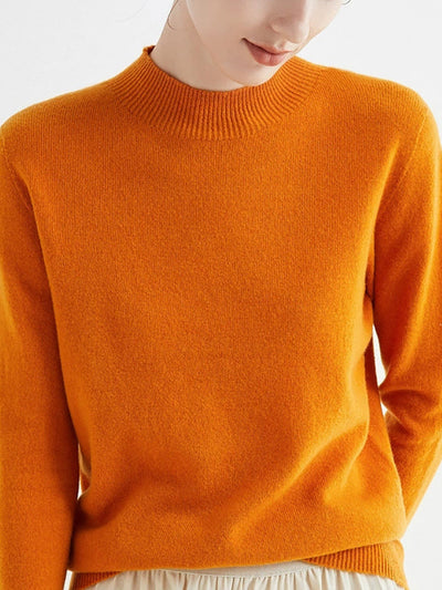 Women Autumn Casual Knitted Wool Half-Turtleneck Sweater