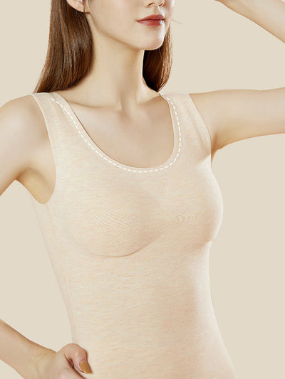 Women Autumn Casual Pure Color U-Neck Bottom Vest