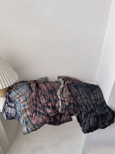 Women Vintage Shirred Tie-dye Shawl Scarf