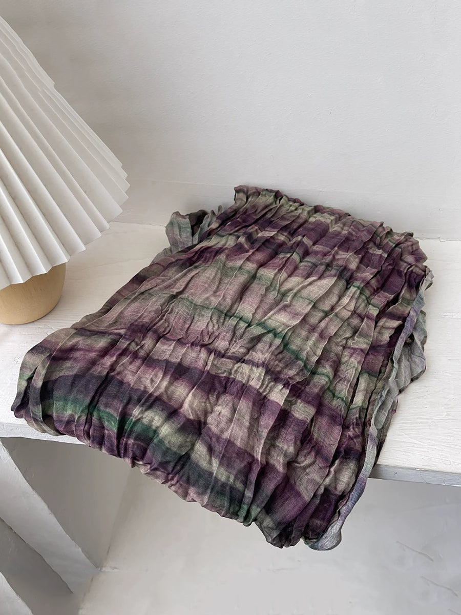 Women Vintage Shirred Tie-dye Shawl Scarf