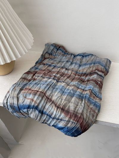 Women Vintage Shirred Tie-dye Shawl Scarf