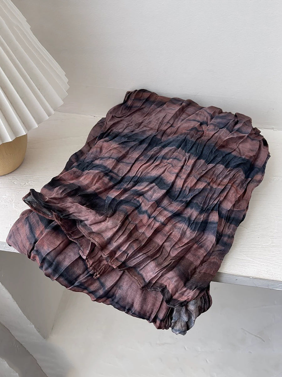 Women Vintage Shirred Tie-dye Shawl Scarf
